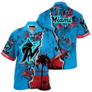 Personalized Miami Marlins Floral Coconut Tropical Hawaiian Shirt