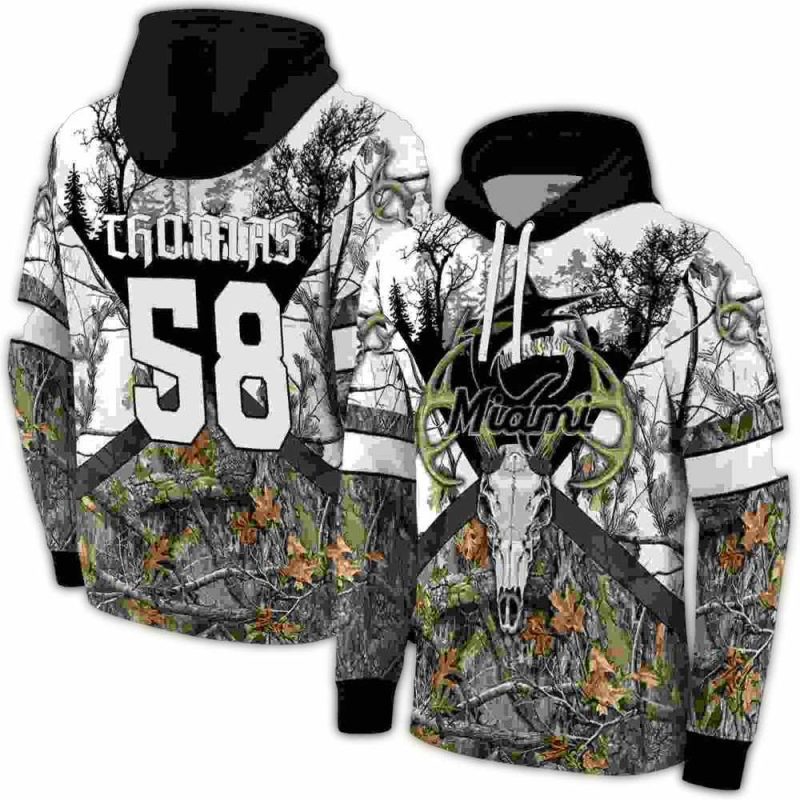 Personalized Miami Marlins Forest Silhouette AOP Hoodie 1