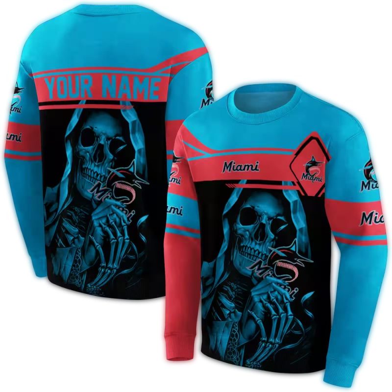 Personalized Miami Marlins Grim Reaper AOP Sweatshirt 1