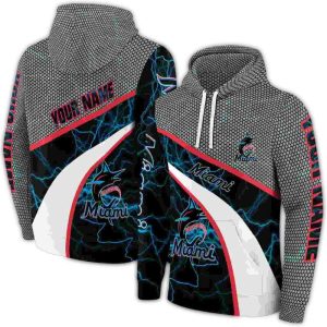 Custom Miami Marlins Hexagonal Mesh All-Over Print Hoodie For Fans
