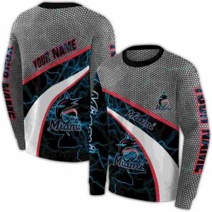 Customized Miami Marlins Hexagonal Mesh All-Over Print Sweatshirt