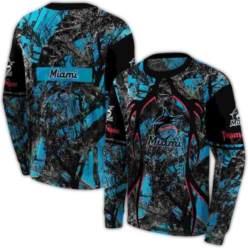 Personalized Miami Marlins Hunting Theme AOP Sweatshirt 1