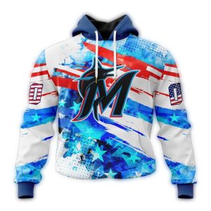 Custom Miami Marlins 4Th Of July All-Over Print Hoodie For Independence Day