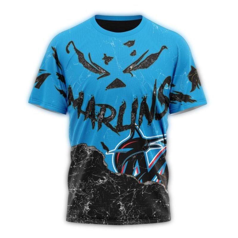 Personalized Miami Marlins Jack O Lantern Halloween AOP T Shirt 1