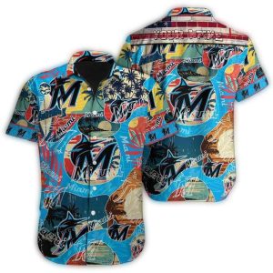 Custom Miami Marlins Tropical Hawaiian Shirt For Beach Lovers