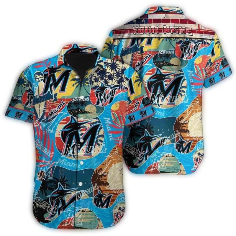 Personalized Miami Marlins Landscape Tropical Hawaiian Shirt 1