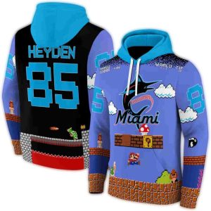Custom Miami Marlins Mario All-Over Print Hoodie For Fans