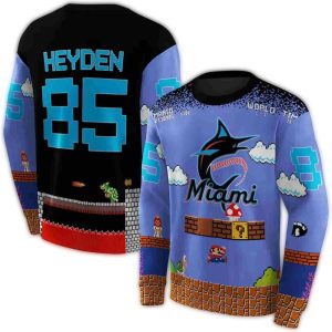 Custom Miami Marlins Mario All-Over Print Sweatshirt For Fans