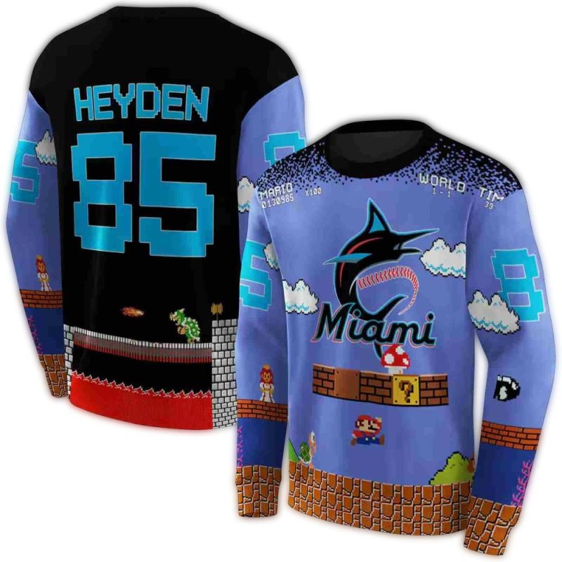 Personalized Miami Marlins Mario AOP Sweatshirt 1