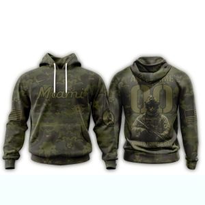 Custom Miami Marlins Military Appreciation All-Over Print Hoodie