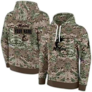 Custom Miami Marlins Military Style All-Over Print Hoodie For Fans