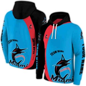 Custom Miami Marlins Minimalist All-Over Print Hoodie For Fans