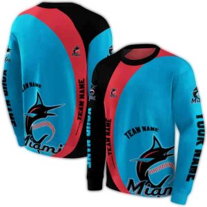 Custom Miami Marlins Minimalist All-Over Print Sweatshirt For Fans
