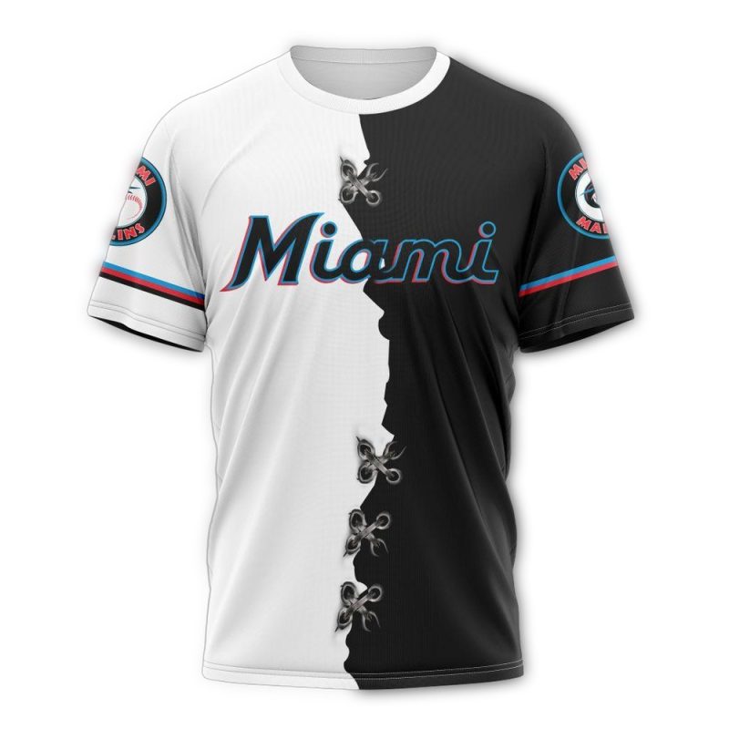 Personalized Miami Marlins Mix Jersey AOP T Shirt 1