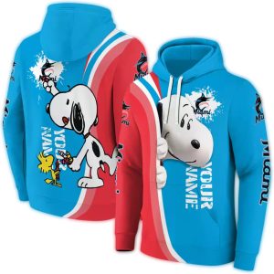 Custom Miami Marlins Snoopy All Over Print Hoodie For Fans