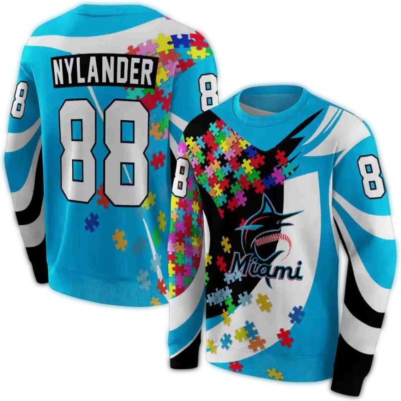 Personalized Miami Marlins Puzzle Pieces AOP Sweatshirt 1