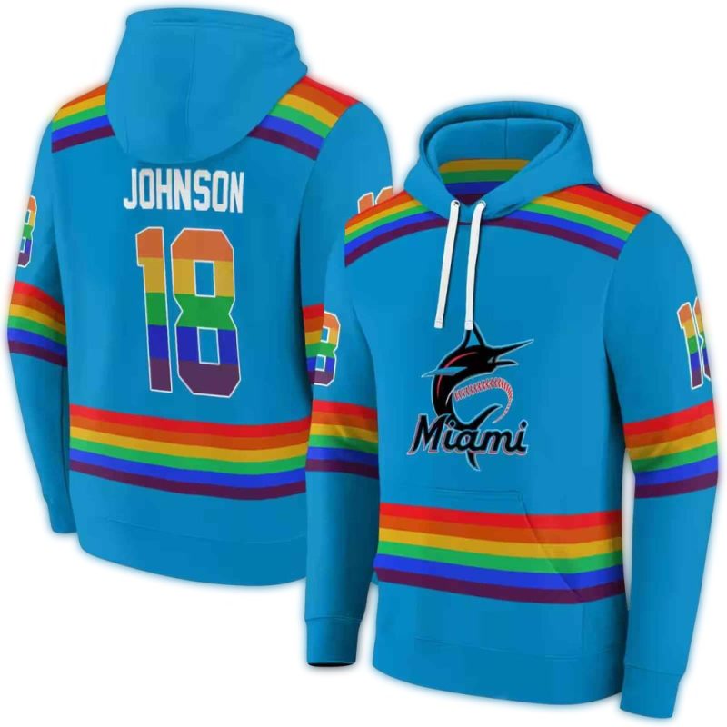 Personalized Miami Marlins Rainbow Stripes AOP Hoodie 1