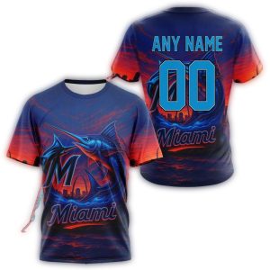 Custom Miami Marlins All-Over Print T-Shirt For Fans