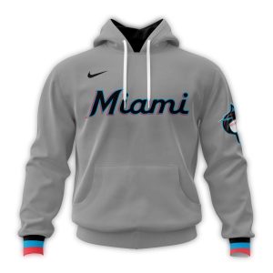 Custom Miami Marlins 2024 All Over Print Hoodie - Personalized Road Kit
