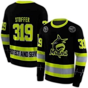 Personalized Miami Marlins Black Neon Green All Over Print Sweatshirt
