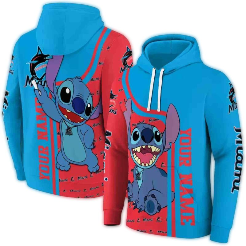 Personalized Miami Marlins Stitch AOP Hoodie 1