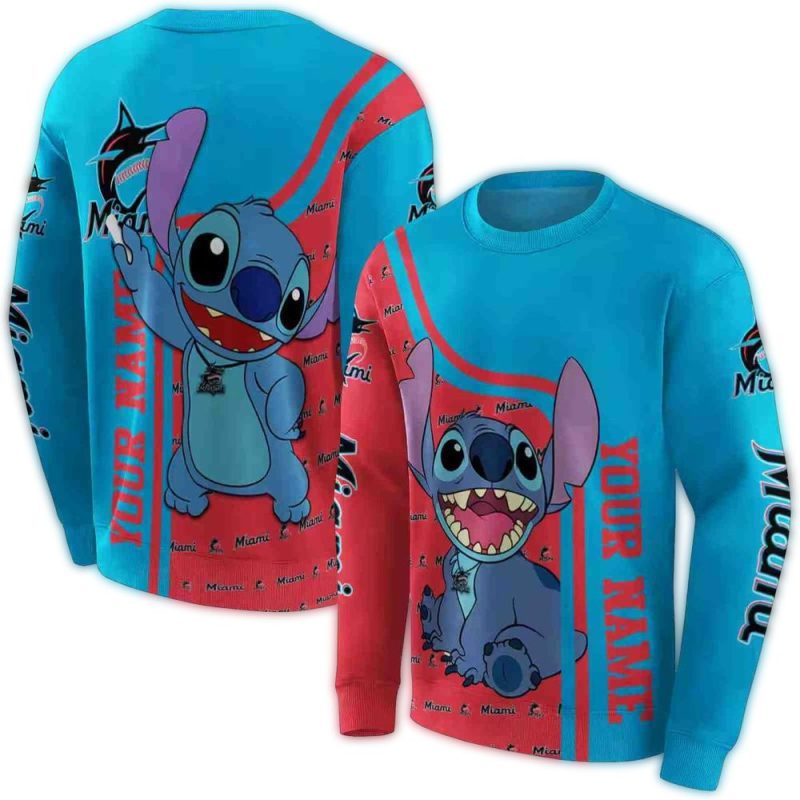 Personalized Miami Marlins Stitch AOP Sweatshirt 1