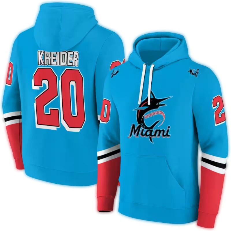 Personalized Miami Marlins Striped AOP Hoodie 1