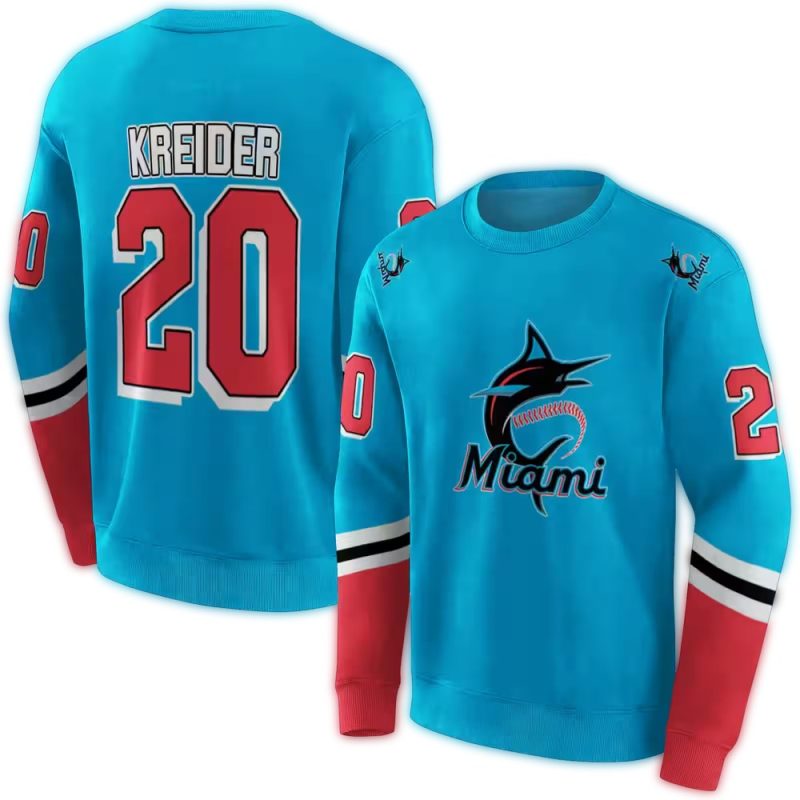 Personalized Miami Marlins Striped AOP Sweatshirt 1