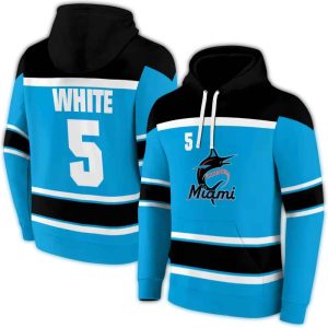 Custom Miami Marlins Striped All-Over Print Hoodie For Fans