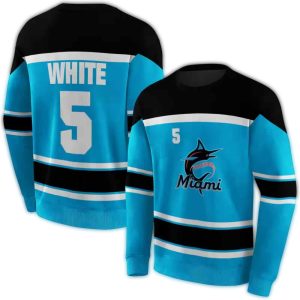 Custom Miami Marlins Striped All-Over Print Sweatshirt For Fans
