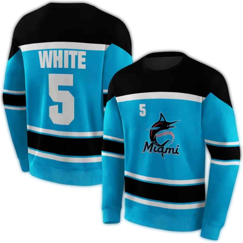 Personalized Miami Marlins Striped Pattern AOP Sweatshirt 1