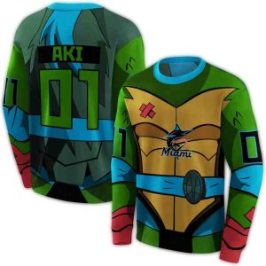 Custom Miami Marlins Superhero Armor All-Over Print Sweatshirt