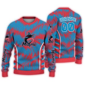 Custom Miami Marlins Swirl Flow Holiday Sweatshirt For Fans