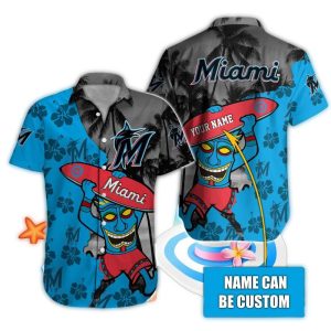 Personalized Miami Marlins Tropical Hawaiian Shirt For Beach Vibes