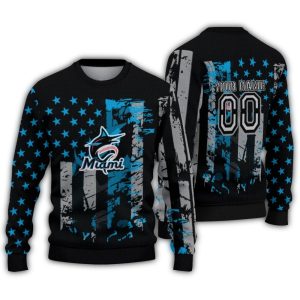 Personalized Miami Marlins Vintage Usa Flag Sweatshirt For Fans