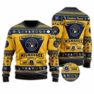 Personalized Milwaukee Brewers Football Team Logo Ugly Sweater