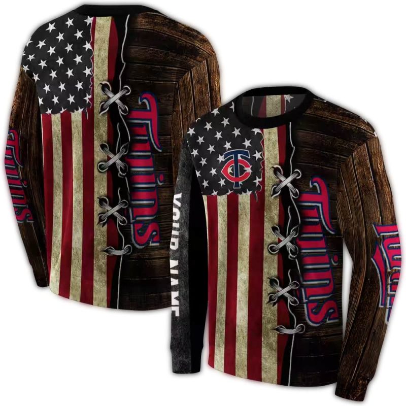 Personalized Minnesota Twins American Pride AOP Sweatshirt 1