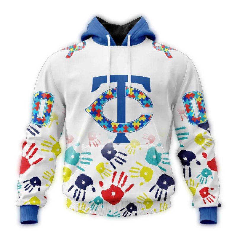 Personalized Minnesota Twins Autism Awareness Hand AOP Hoodie 1
