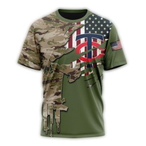 Personalized Minnesota Twins Camo Punisher Skull For Veteran Day All-over Print T Shirt