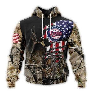 Personalized Minnesota Twins Camo Realtree Hunting All-over Print Hoodie