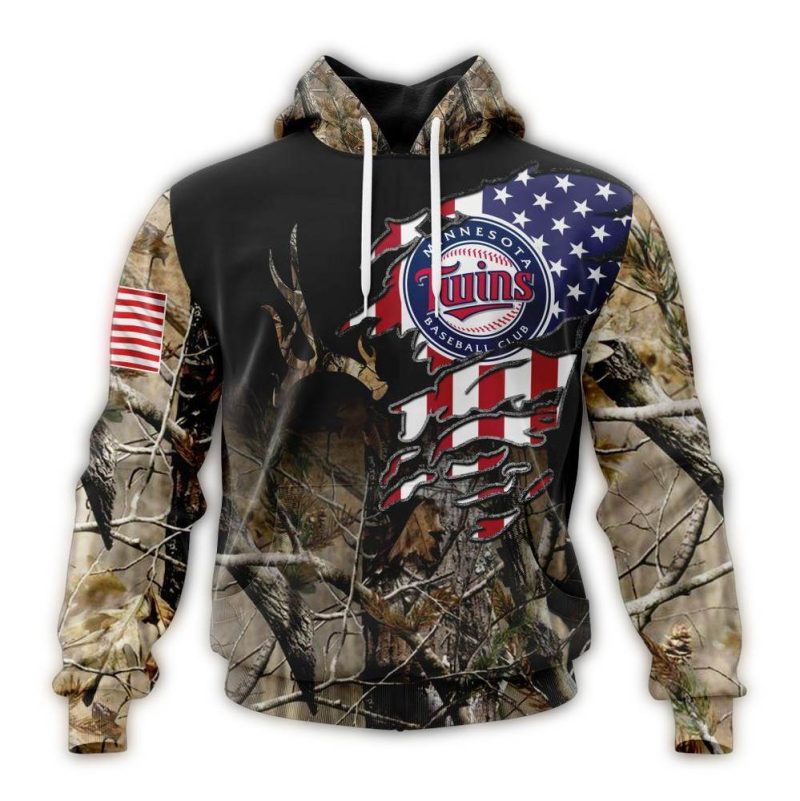 Personalized Minnesota Twins Camo Realtree Hunting AOP Hoodie 1