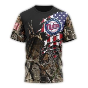 Personalized Minnesota Twins Camo Realtree Hunting All-over Print T Shirt