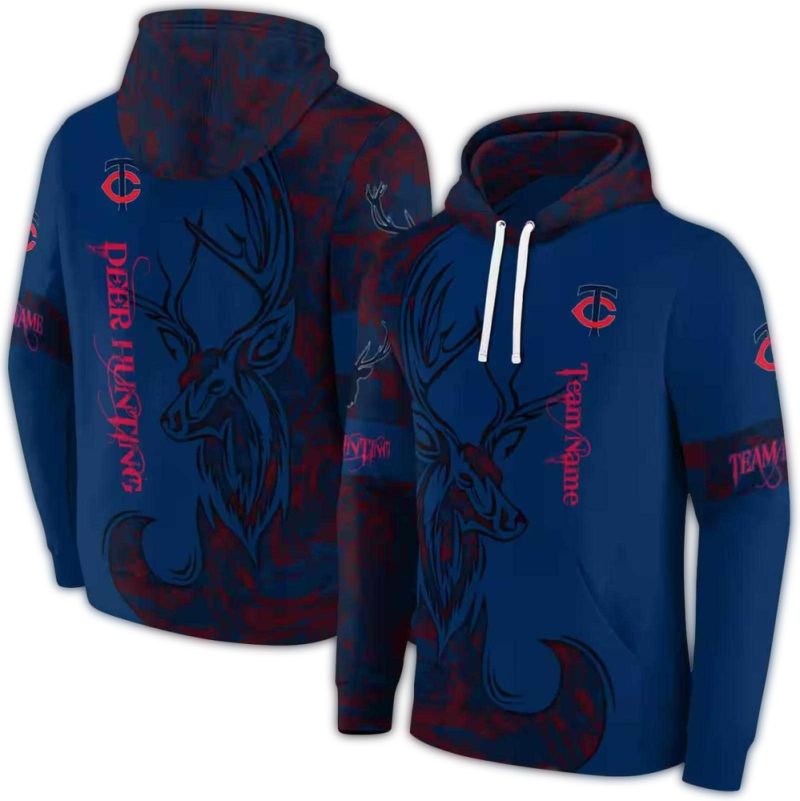 Personalized Minnesota Twins Deer Silhouette AOP Hoodie 1