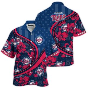 Personalized Minnesota Twins Flower And Flag Hawaiian Shirt