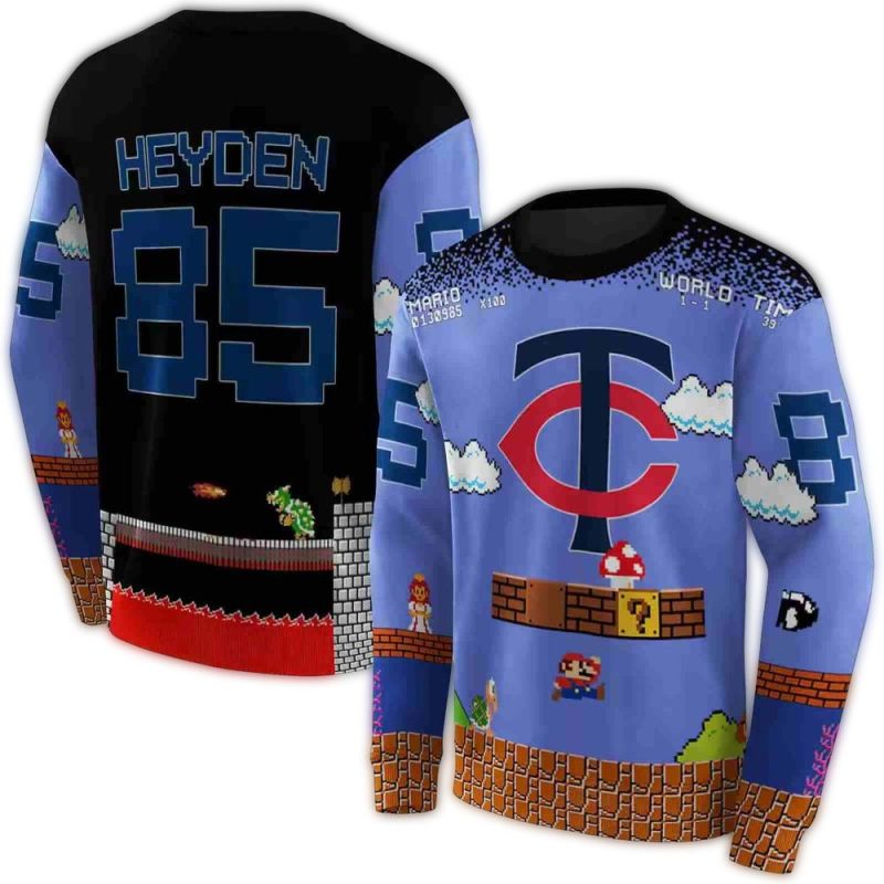 Personalized Minnesota Twins Mario AOP Sweatshirt 1