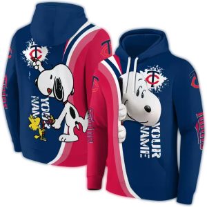 Personalized Minnesota Twins Peeking Snoopy All-over Print Hoodie