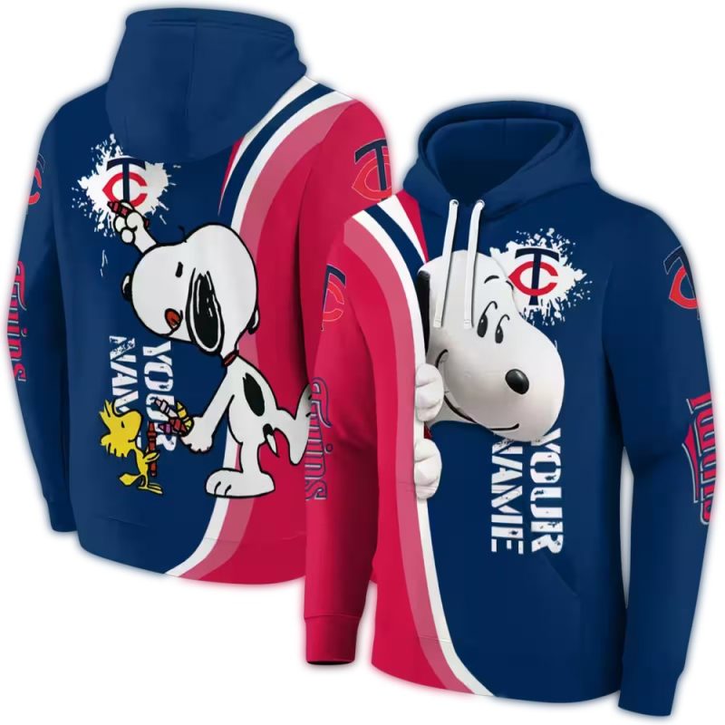 Personalized Minnesota Twins Peeking Snoopy AOP Hoodie 1