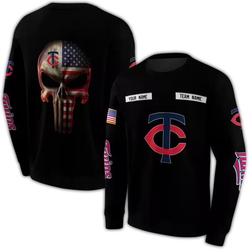 Personalized Minnesota Twins Punisher Skull AOP Sweatshirt 1