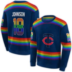 Personalized Minnesota Twins Rainbow Stripes All-over Print Sweatshirt