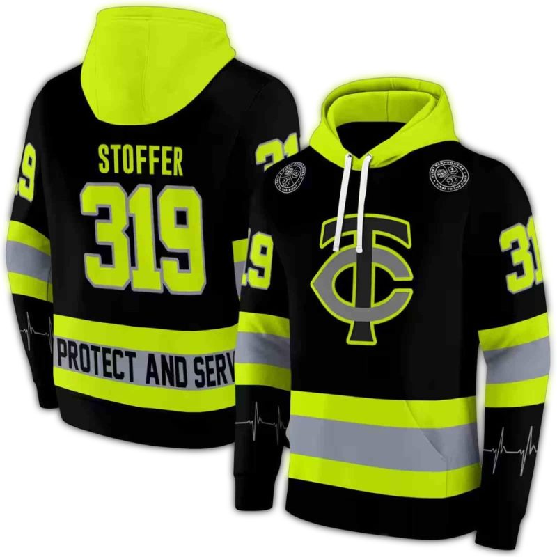 Personalized Minnesota Twins Safety Motif Black Neon Green AOP Hoodie 1